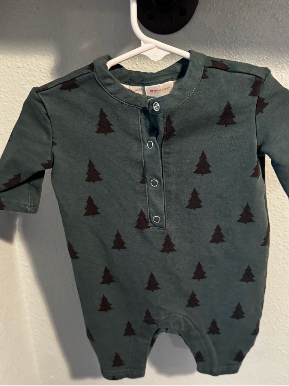 Hanna Andersson Teal Green Baby Top with Pink Logo Tag